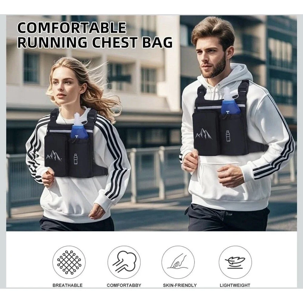 Running Hydration Vest Chest Pack with Soft Flask, Small to Plus-Size Fit
